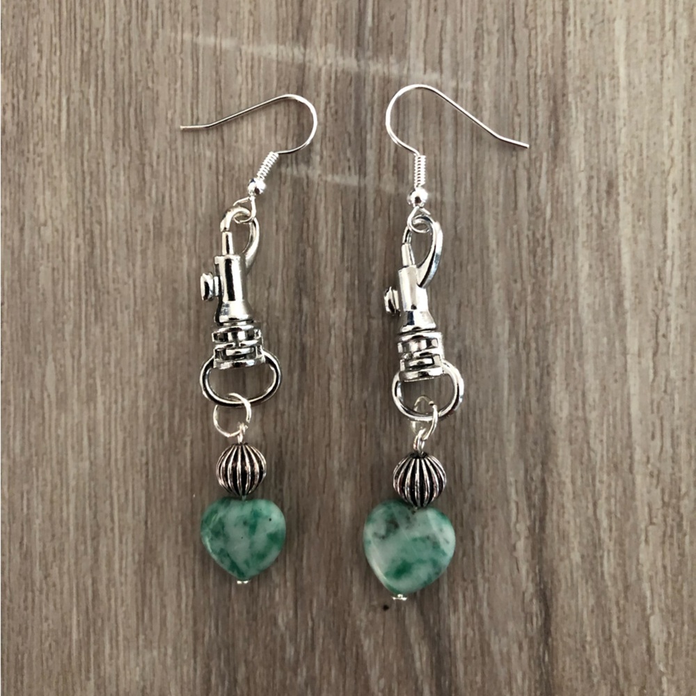Elegant Silver and Green Dangle Earrings